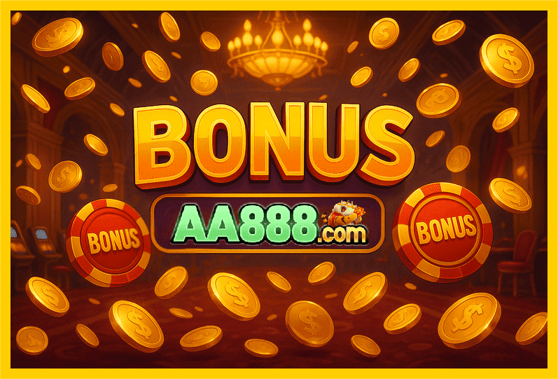 Imagem promovendo bônus AA888 com recompensas imperdíveis.